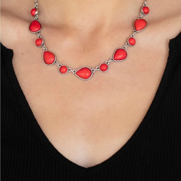 paparazzi Jewelry - Red and Silver Women's Necklace